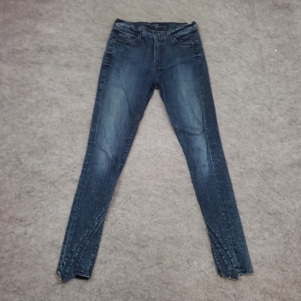 7 For‎ All Mankind Jeans Women 25 Skinny High Rise Dark Wash Blue Denim Pants